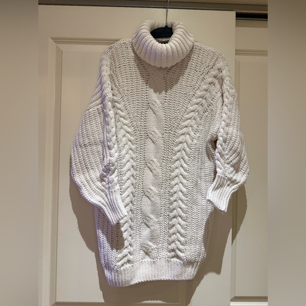 SHEIN White Cable Knit Turtleneck Sweater